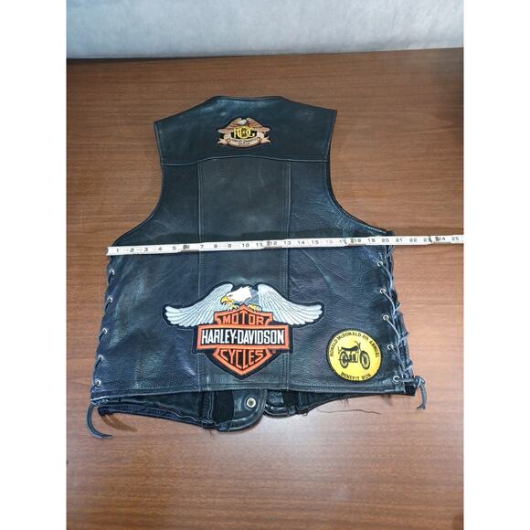 Vintage Harley-Davidson Natal Leather Motorcycle Apparel Vest Size Large Long - Picture 8 of 15